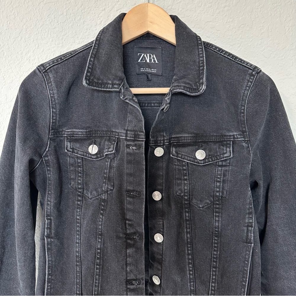 Zara Black Jean Jacket - Picture 5 of 11